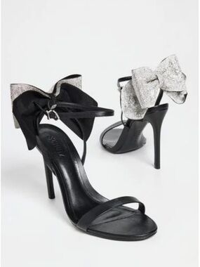 SCHUTZ “Lyla” Black High Heel Sandals with Crystal Bows - Size 11